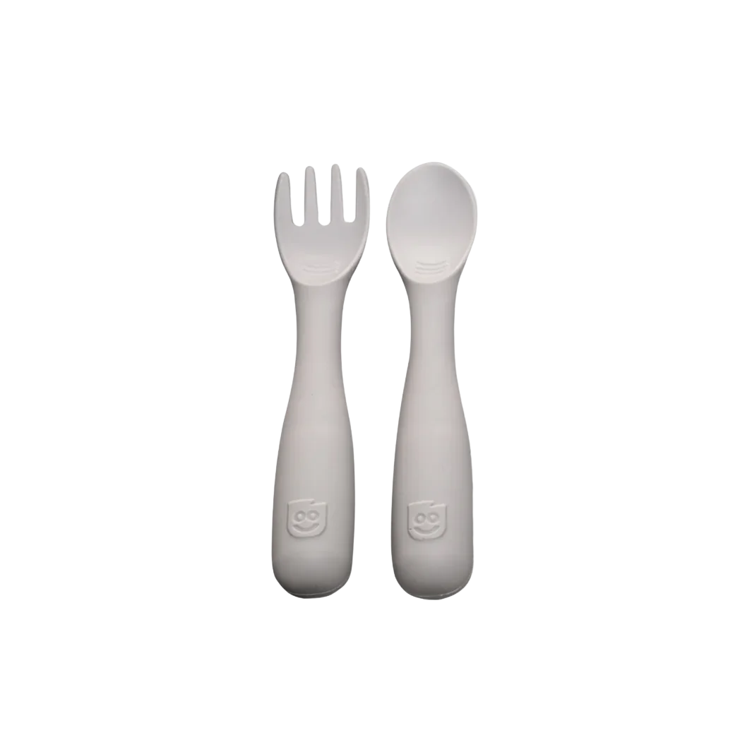 Bitsy™ Spoon and Fork with ergonomic handles designed for toddler self-feeding