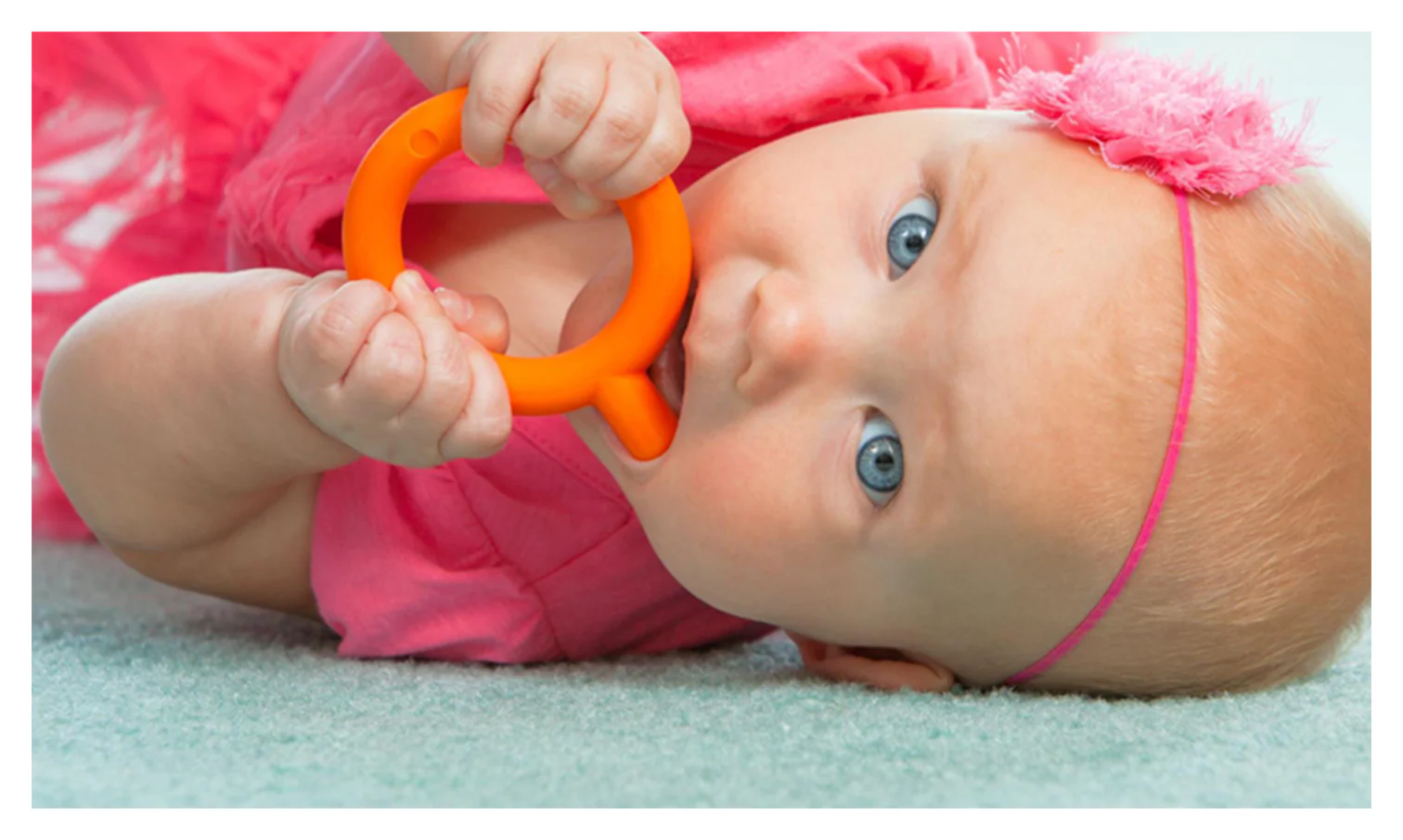 Chewy Tubes Knobby Q anello dentizione Stage 2 rosso testurizzato per stimolazione sensoriale