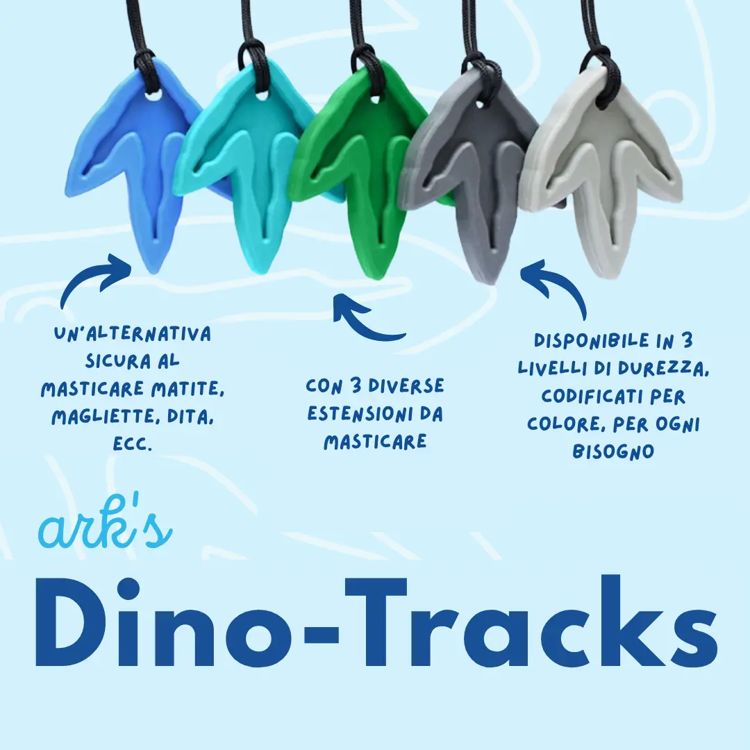 ARK Dino Tracks collana xxt molto rigida per forte masticazione meno resistente per masticatori forti alternativa Dino Bite o Y Chew xxt