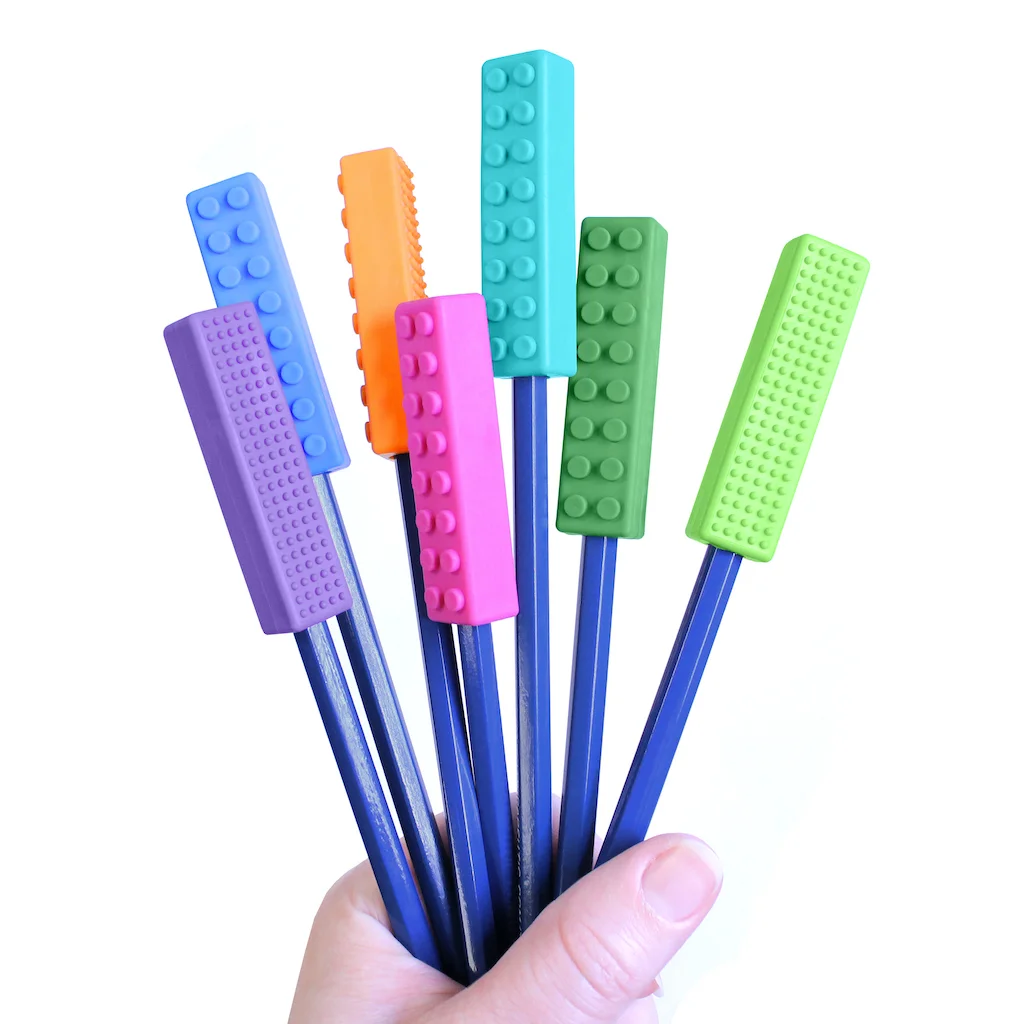 chewable pencil topper-chews-chewing on pencils-oral awareness-oral motor skills-sensory input-speech therapy