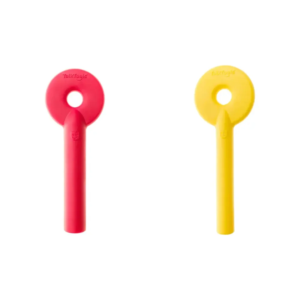 TalkTools® Bite Tube giallo e rosso per l’allenamento della stabilità mandibolare e della forza del morso