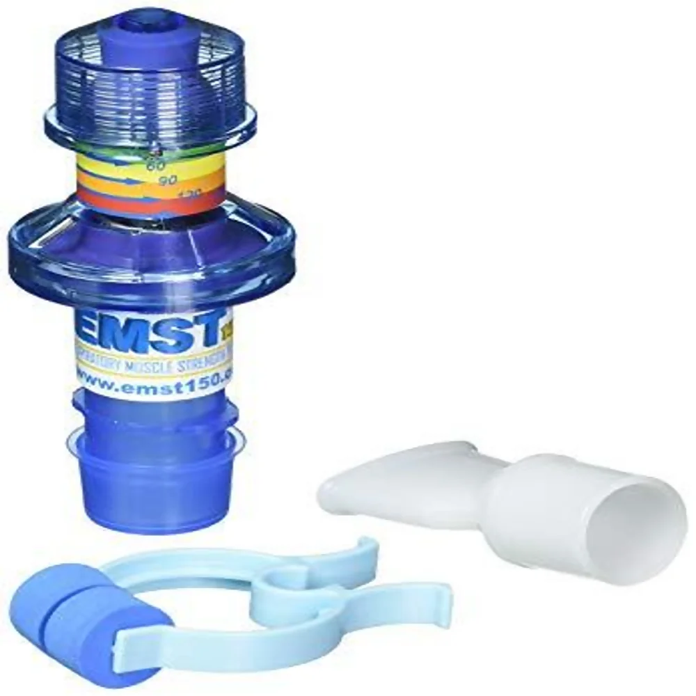 Contenuto della confezione dell’EMST150® con boccaglio e clip nasale