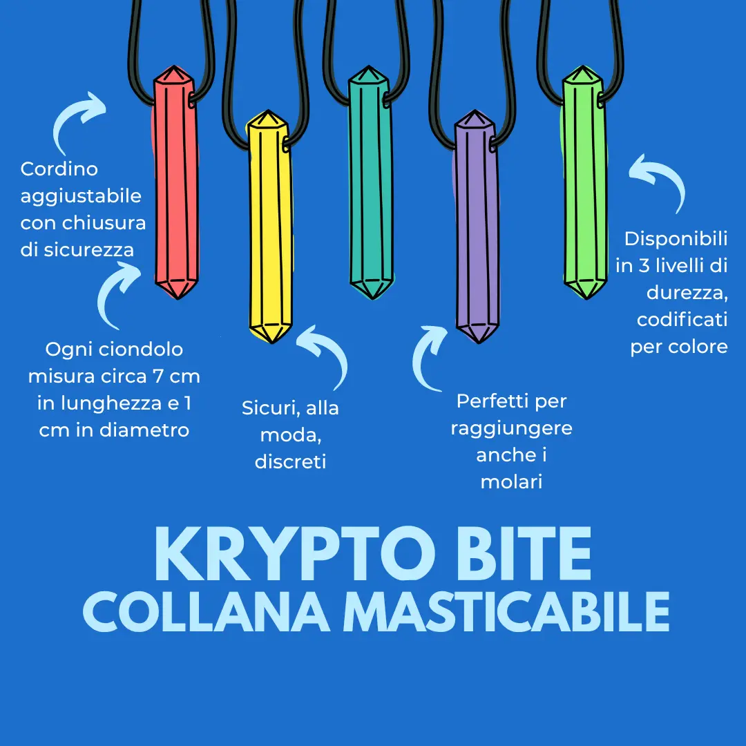 ARK Krypto Bite dettaglio ciondolo a cristallo elegante collana da mordere discreta e fidget
