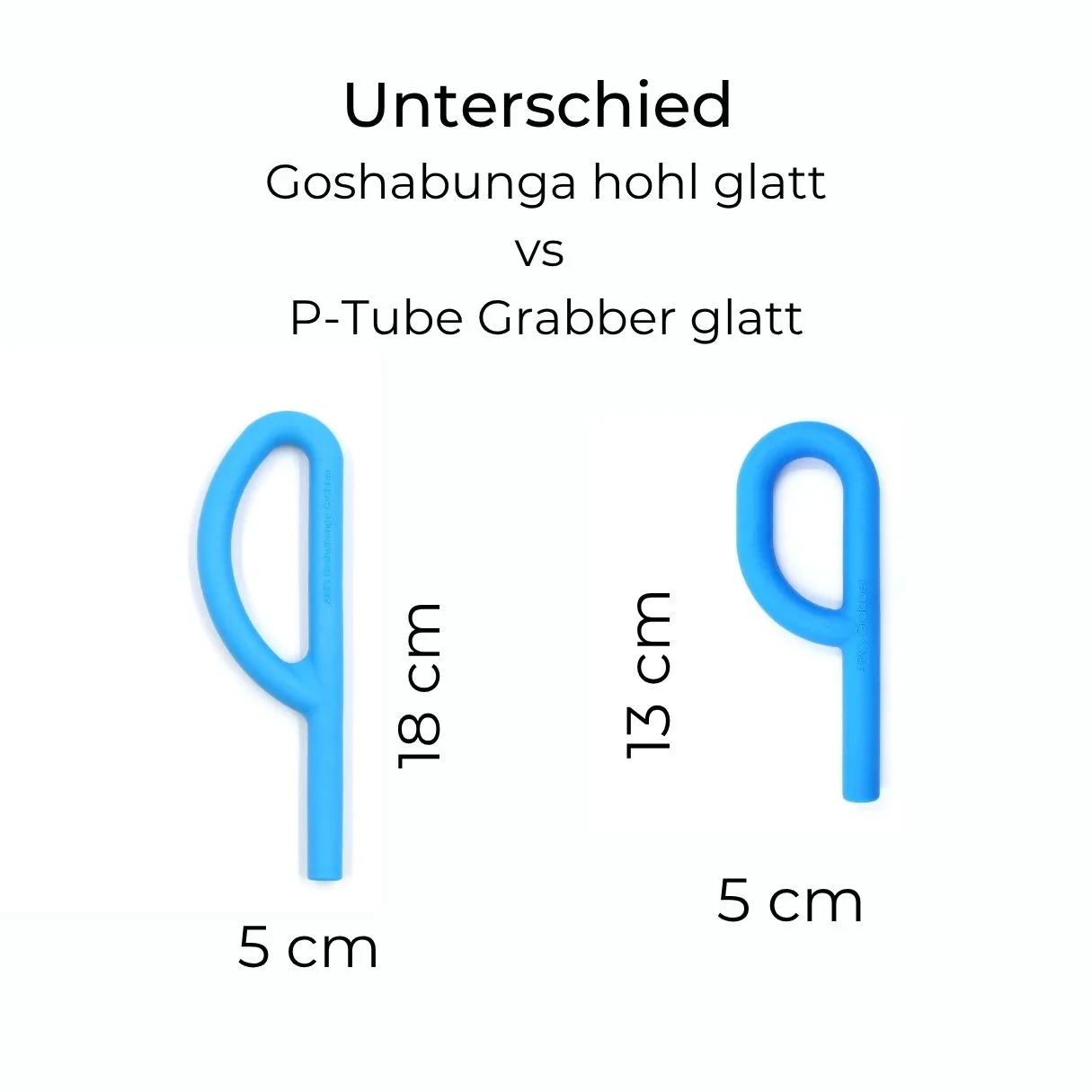 Comparison of ARK Goshabunga Grabber® P Tube and ARK P-Tube Grabber® Smooth – differences in size, diameter, texture, and usage suitability